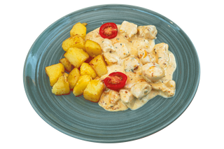 Пилешки късчета с мус от сирена 350гр.