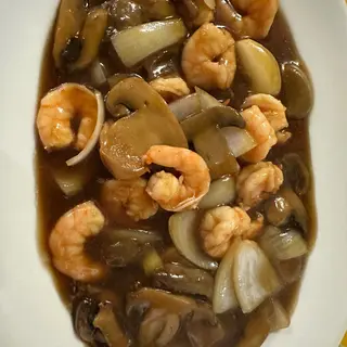 68 - Gambas com Ervilhas e Cogumelos