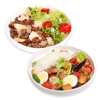 Цезар з куркою +  Соба з куркою та грибами