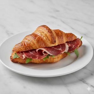 Croissant Cereal Con Vegetal Y Jamón Ibérico