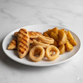 Plato De Pechuga De Pollo Con Calamares