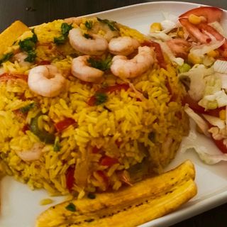 Arroz con Camarones y verduras 