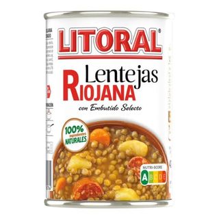 Lentejas a la Riojana Litoral S/ Gluten 430 Gr.