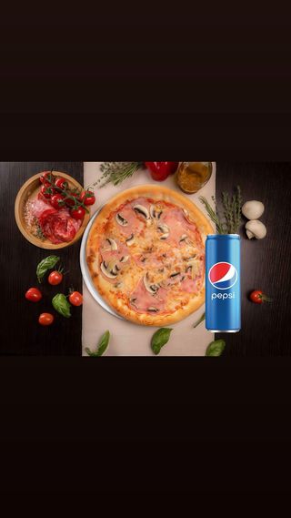 Pizza Prosciutto e Funghi 50cm + Pepsi