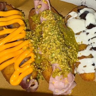 Crocche farcito malanzane a funghetto e fonduta di parmigiano 