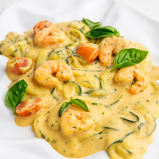 Panciotti vieras y gambas