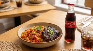 Jollof Rice & Beef + Coke