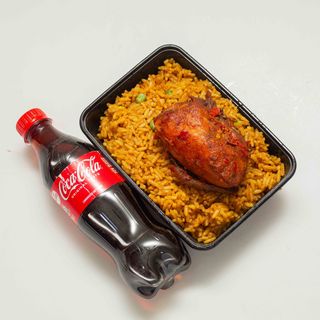 Party Jollof Rice  with Chicken and Coca-Cola