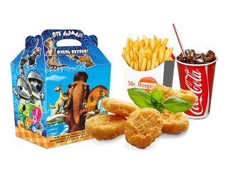 Рыбные наггетсы+фри+напиток на выбор+маленькая игрушка (370г)