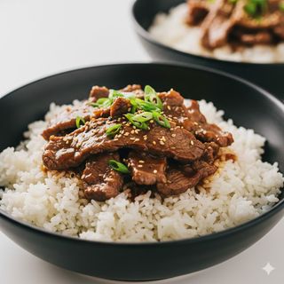 Ternera Con Salsa De Ostras Sobre Arroz