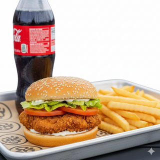 Chicken burger plus soda