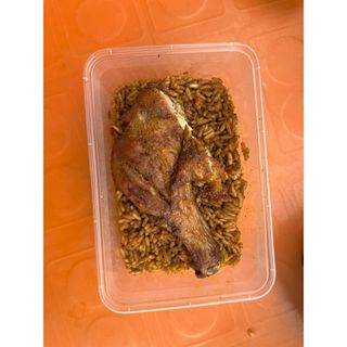Jollof Rice  and Chicken Drumstick