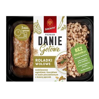 Sokołów Roladki Wołowe Nadziewane Ogórkiem I Boczkiem W/s Pieczeniowym Z Kaszą Pęczak 360 G