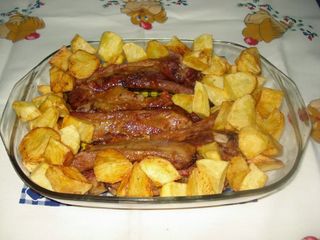 Fêveras com Batata Frita e Arroz