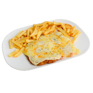 Milanesa De Ternera A Los 4 Quesos Con Patatas Fritas
