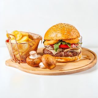 Cogumelo Burger + Batata frita Artesanal