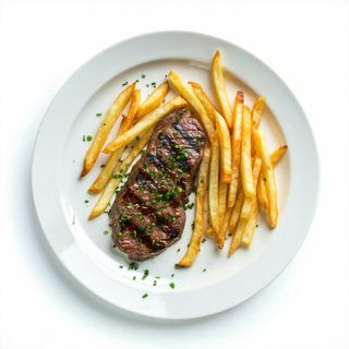 Cotoletta di bovino adulto con patate fritte