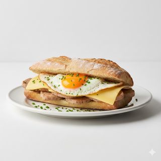 Bocadillo De Lomo Con Queso Y Huevo