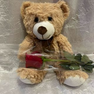 Rudlavi medo i ruža u celofanu