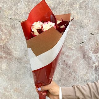 Tres Tallos De Rosas Rojas/Blancas