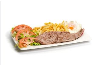 Bistec con ensalada y patatas