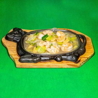 Gamberi alla piastra con pannocchiette