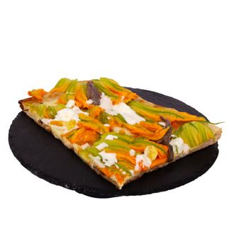 Pizza bianca fiori di zucca e alici trancio