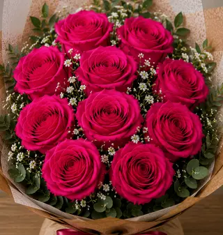 Bouquet fucsia 10 Rosas