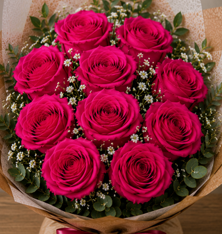 Bouquet fucsia 10 Rosas