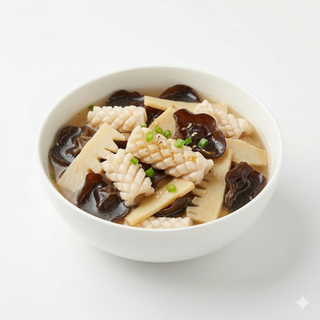 Calamar cu bambus si urechi de lemn