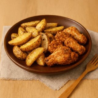 Картопля по-селянськи з курячими крильцями ( 350г)