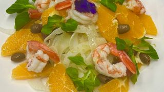 INSALATA DI GAMBERI ARGENTINA  FINOCCHI E ARANCIA