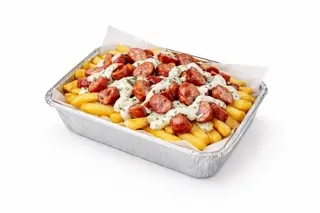 Картопля фрі з мисливськими ковбасками. (200 грамів)