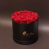 17 trandafiri criogenați rosii în cutie de lux mare neagră
