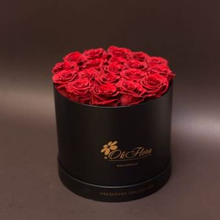 17 trandafiri criogenați rosii în cutie de lux mare neagră