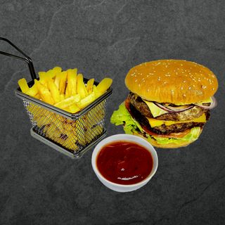 Бургер подвійний з телятиною та сиром (490/140/25г)