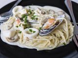 Pâtes Aux Fruits De Mer À La Crème