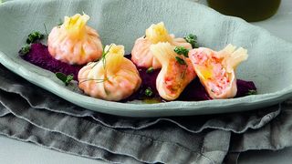 Ravioli di gamberi con uova e erba cipollina cinese 8 pezzi