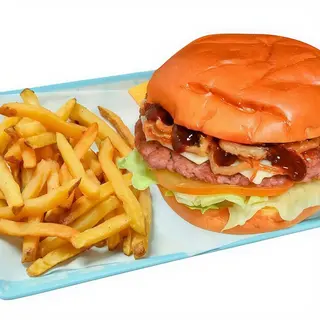 Emmy burger con patatas fritas