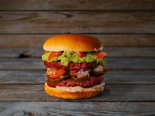 Burger Smash Vegan Mex (466 Cal, 25g proteínas, 34g carbohidratos, 25g grasas)