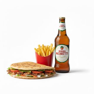 Piadina kebab & patatine piccole + birra Moretti 66 cl