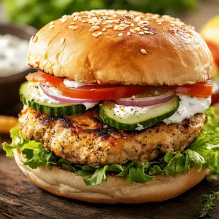Greek Souvlaki Chicken Burger