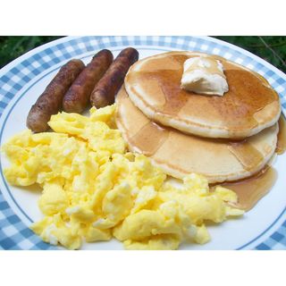Full kiddy breakfast:Pancake, Scrambled Egg and Sausage