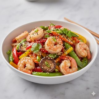 Gamberetti misti con verdure