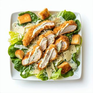 Ensalada César Con Pollo Crujiente Y Parmesano