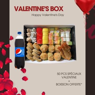 Valentine's Box (50pcs spéciaux Valentine + Boisson 1l offerte*)