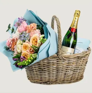 Cesto Luxo Flores e Champanhe