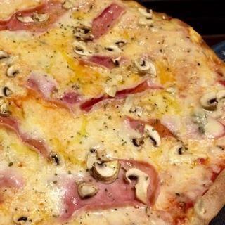 Pizza prosciutto con funghi e gorgonzola (36 cm.)