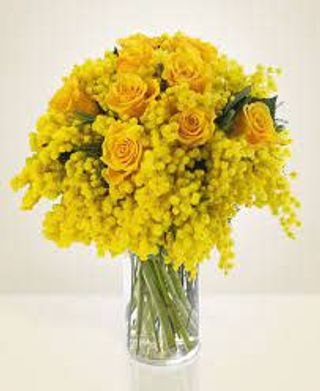 MAZZO DI 15 ROSE GIALLLE E MIMOSA
