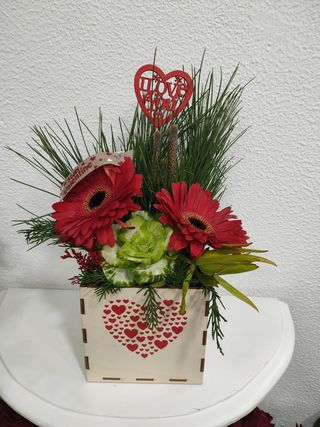 Caixa de Madeira com Gerberas